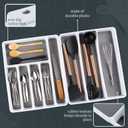 Masirs No-Slip Silverware Tray Organizer, Accommodates Different Kitchen Utensil and Cutlery Sizes, Deep Enough to Fit Entire Drawer, (2-PIECE | 9-SECTIONS)