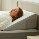 Bedluxe Wedge Pillow, 10 inch Bed Wedge Pillow for Headboard, Pillow Wedge for Acid Reflux Relief, Sleeping, Back Pain Relief, Snoring, Triangle Pillow Wedge - Cooling Memory Foam Top, White/Grey