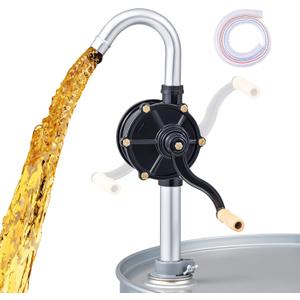 Orion Motor Tech 55 Gallon Drum Pump, Hand Crank Fuel Transfer Pump for 15 to 55 Gallon Drums, Heavy Duty Aluminum Alloy Barrel Pump with 39.4" Discharge Hose for Non Corrosive Fluids Diesel Kerosene (Black)