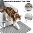 Stainless Steel Litter Box 2 Pack, Large Metal Litter Box with Lid, XL Cat Litter Boxes for Adult/Big Cat, Anti-Urine Leakage, Easy Cleaning, No Smell, Non-Stick, Includes Litter Scoop and Mat