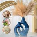 Lvases Snuggle Hollow Ceramic Vase Set of 2, 11Inch Nordic Modern Boho ins Style Decorative Ceramic Aesthetic Flower Vases for Home Decor Living Room Shelf Table Decorative (Matte Navy Blue)