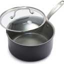 GreenPan Chatham Hard Anodized Healthy Ceramic Nonstick, 3QT Saucepan Pot with Lid, PFAS-Free, Dishwasher Safe, Oven Safe, Gray