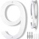 8 Inch Large Floating House Numbers, White Modern House Number for Outside, Home Address Numbers for Outdoor Garage Gate Wall Street (9)