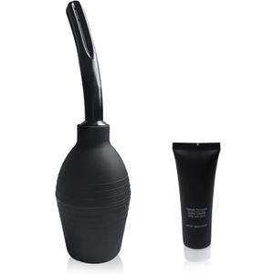 Abyclean Anal Douche Enema Bulb Kit with Lube Vaginal Douche Enema Cleaner for Womens or Mans Health (310ml Black)