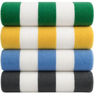 Cotton Turkish Beach Towel with Towels Oversized 30"x60" Pool Absorbent Extra Large Quick Dry Sand Travel Towel (Cabana Mix, 4 Pack)