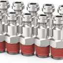 ChillWaves Automotive T-Style Air Plug, 1/4" NPT Male Pneumatic Plugs, Air Compressor Accessories Fittings(10-PACK)