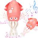 Hahaland Dancing Squid Toy - Tummy Time Toys, Crawling Toys, Rechargeable Wiggling Musical Standing Toy, Funny Baby Girl Gifts, Electric Dancing Octopus Christmas Baby Gifts Toddler Stocking Stuffers (Pink)