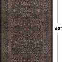 Brown Entryway 2x5 Runner Rug, Small Throw Runners for Kitchen, Bedroom, Bathroom, Laundry Room, Ultra Soft Low-Pile Washable Stain Resistant, Vintage Floral Decor & Non-Slip