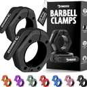 DMoose Fitness Barbell Clips 2" (Pair) - Quick Release Olympic Barbell Clamps with Anti Slip TPR Lining - Barbell Collars for Secure Weightlifting & Powerlifting - Weight Clips for Bars at Home or Gym (Black)