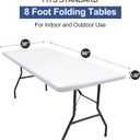 homing Rectangle Table Cloth Cover, Waterproof Polyester Elastic Fitted Tablecloth, Fits for 8 Foot Folding Tables, Washable Table Protector for Picnic, Camping, Outdoor (White, 30" x 96")