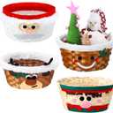 Youyole 4 Pieces Christmas Basket for Gifts Woven Bamboo Xmas Round Gingerbread Basket Small Santa Claus for Christmas Party Supplies Gift Snack Storage (Cute)
