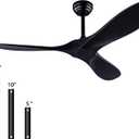 52" Ceiling Fans with Remote Control without Light, Modern Reversible DC Motor Indoor Outdoor 3 Blade Ceiling Fan for Patio, Bedroom and Farmhouse (Black)