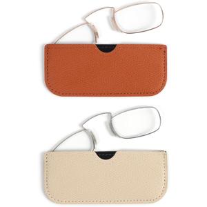 DXYXYO Armless Reading Glasses for Women Men, 2 Pack Mini Thin Legless Nose Clip Readers Compact with Small Portable Case (Gold+silver)+2.50 DXYXYO Armless Reading Glasses for Women Men, 2 Pack Mini Thin Legless Nose Clip Readers Compact with Small Portable Case (Gold+silver)+2.50