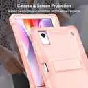for Lenovo Idea Tab 11 Case 2025/K11 Gen2/Moto Pad 60 Neo 11 Inch, 3-in-1 Shockproof Cover w/Pen Holder, Soft Silicone & Hard PC, Horizontal Foldable Stand, Screenless Front, No Stylus (Gold Pink)