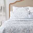 Laura Ashley - Twin Quilt Set, Soft Cotton Bedding with Reversible Design, Medium Weight for Year Round Use, 2 Piece Bed Set with Matching Pillowcase (Amberley Blue)