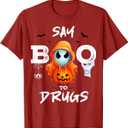 Say Boo To Drugs Funny Halloween Red Ribbon Week Awareness T-Shirt Small Red