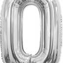 0 Balloon - Silver Birthday Number Balloons, 40 Inch Large Foil Balloons for Men Women Boys Girls Silver Themed Birthday Decorations