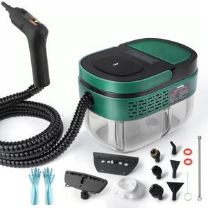 Handheld Steam Cleaner with Handle Control, 1.6L Large Water Tank, 3-Level Adjustable, Thickened Hose, Portable Steam Cleaner, High Temperature Pressurized Steamer for Home, Kitchen, Car (Dark Green)