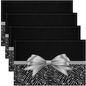 Silver Glitter Print Table Place Mats Placemats Set of 4 Silver Bowknot Decor Table Place Mats Pastel Print Placemats Black Placemat for Kitchen Dining Table 18"x12" for Boys Girls Kids(No Glitter)