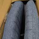 DUMOS Criss Cross Legged Chair Wide Comfy Home Office Desk Seat, No Wheels Armless Computer Task Seating, Swivel Vanity Chair Height Adjustable for Makeup Bedroom, Fabric Blue