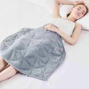 Weighted Lap Blanket 5 lbs for Adults, Luxury Soft Small Weighted Blanket, Compact Portable Weighted Lap Pad for Relaxation, Sleeping, Travel, All-Season Use, Light Grey, 30" x 40"