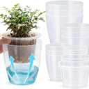 9 Pcs 3 Each of 5'', 6.5'', 7'' Clear Self Watering Plant Pots, Transparent African Violet Pots with Drainage Holes Plastic Wick Flower Planters for Indoor Flowers, Spider Plant, Orchid Pot