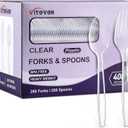 [400 Count] Clear Plastic Forks and Spoons Set Bulk - Heavy Duty Disposable Spoons and Forks Silverware, Plastic Utensils Cutlery Set for Party