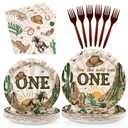 How the West Was One Party Decorations 350 GSM Western Cowboy 1st Birthday Plates and Napkins Tableware Set for Boys One Year Old First Rodeo Wild West Party Supplies