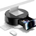 KDD Monitor Stand Riser with Drawer - Computer Monitor Stand for Desk with Storage /Phone Holder/Pen Tray - Desk TV Shelf, Laptop Printer, Organizer Stand for Home & Office