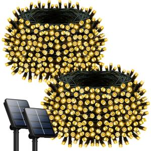 Selarlyt 2 Pack Solar String Lights Outdoor Waterproof, 72FT 200 LED Solar String Lights with 8 Lighting Modes, IP65 Waterproof Solar Lights Outdoor for Xmas Garden Party Tree Decor, Warm White
