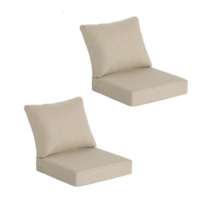 Outdoor Deep Seat Cushions (25"x25") 2 Sets, Water-Resistant Fade Resistant Cushions with Removable Covers & High Resilience Foam with YKK Zippers for Patio Furniture,Sand