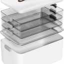 Joybos 4-Tier Medicine Organizer Storage Box, Portable Latch Bin with Lid and Leather Handle, Cabinet Closet Organization for Home Office, Pill Bottle, First Aid, Sewing, Art, Craft