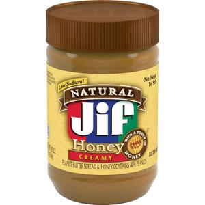 Jif Natural Creamy Peanut Butter Spread and Honey  Contains 80% Peanuts, 16 Ounces (EXP 01/22/26)