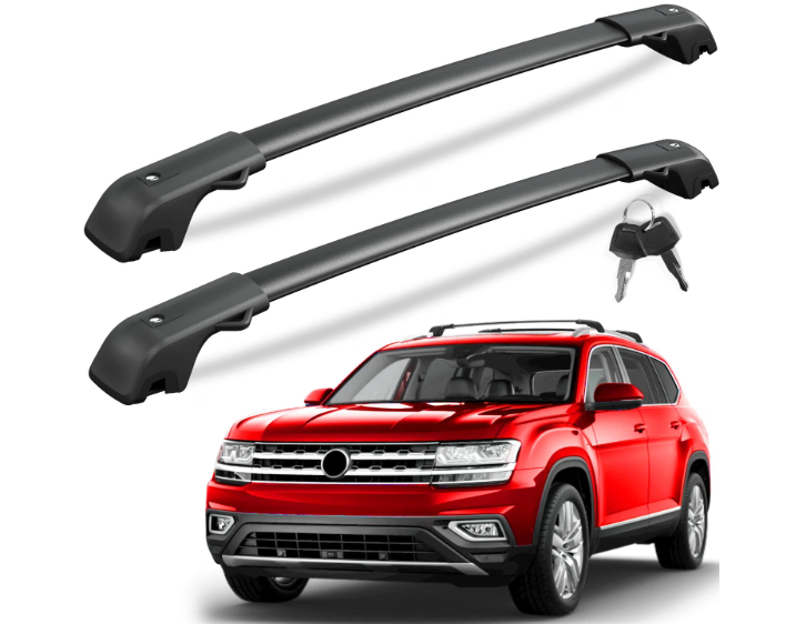 KINGGERI 300lb Roof Rack Cross Bars for Volkswagen VW Atlas 2017-2026
with Raised Side Rails(Not For Atlas Cross Sport), Lockble Heavy Duty Anti-Theft Aluminum Roof Rails Crossbars Rooftop