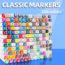 Alcohol Markers 168 Colors - Dual Tip Permanent Markers with Base, Art Drawing Supplies, Color Markers Pens for Adult Kids Gifts, Coloring Painting (168)