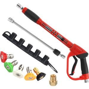 Tool Daily Deluxe Pressure Washer Gun, with Replacement Wand Extension, 5 Nozzle Tips, M22 Fitting, 40 Inch, 5000 PSI