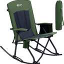 PORTAL Oversized Folding Rocking Camping Chair Portable Outdoor Rocker with High Back Hard Armrests Carry Bag, Supports 400 lbs, Mesh Back (P-green)