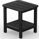 SERWALL Double Adirondack Side Table Rectangular End Table, Black (HIPS-1 pack)