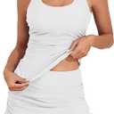 B2prity Tankini Swimsuit for Women Slimming Tummy Control Two Piece Bathing Suit Drawstring Swimwear Tank Top with Skirt, White, Size M