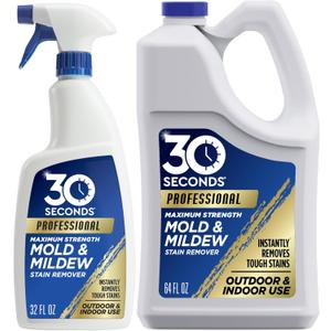 30 SECONDS Pro Mold and Mildew Stain Remover | Scrub Free | Brighter Results Instantly | Ready To Use | 32 oz Spray Bottle, 1 Gallon Refill (80 Fl Oz (Pack of 2)