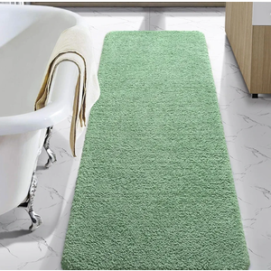 LOCHAS Bathroom Rug Runner 24x60 Inch, Soft Thick Absorbent Microfiber Bath Rugs for Bathroom, Machine Washable, Shaggy Plush Non Slip Bath Mat for Tub, Shower Floor, Quick Dry Mats, Sage Green