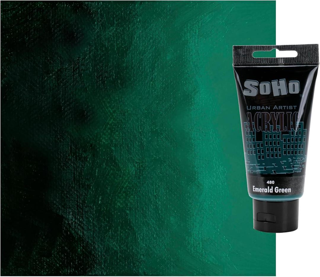 Soho Urban Artist Heavy Body Acrylic Paint - 75 ml Tube - Emerald Green - Thick, Rich Color, Excellent Coverage, Professional Quality - Artists Acrylic Paint