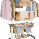 SONGMICS Clothes Drying Rack Stand 4-Tier, Foldable Laundry Drying Rack 68.1-Inch Tall, Steel, Rolling Clothes Horses Dryer Rack, Easy to Assemble, Indoor Outdoor Use, White ULLR701W01