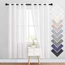 NICETOWN White Sheer Linen Curtains Flax Texture for Bedroom, Vintage Grommet Top Semitransparent Privacy Window Treatment Light Filtering for Living Room / Flat, W52 x L72, Set of 2