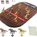Horse Race Board Game Thickened Wood Finish Line Horse Racing Game Gambling for 2-11 Players Included 11 Metal Horses,2 Dices and 2 Decks of CardsOval,Vintage Flame