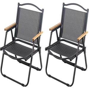 2-Pack Portable Folding Fishing Chair with Thickened Steel Frame, Solid Wood Armrests & Teslin Fabric - Lightweight Collapsible for Hiking, Beach, Backpacking & Picnic