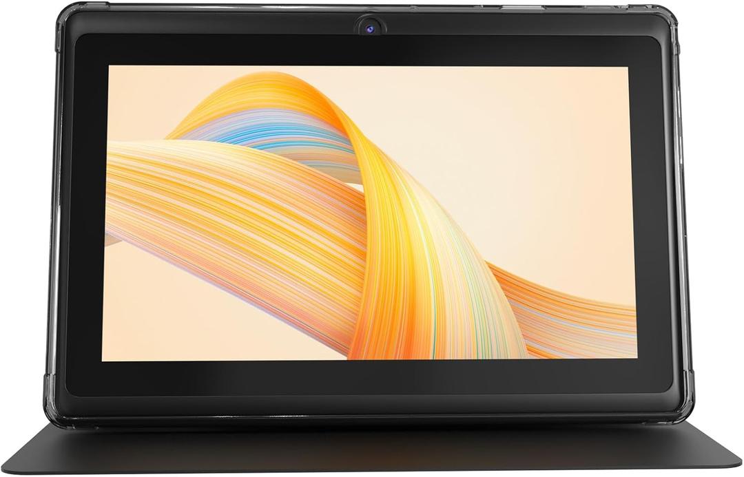 Android 12 Tablet 7", 4GB RAM 32GB ROM Tablets, Quad-Core 1.5GHz Processor, Dual Camera,1024 x 600 IPS Display Screen,512GB Expand, Tablet with Case, Black (Tablet with Case)