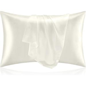 BEDELITE Satin Pillowcase for Hair and Skin, Super Soft and Cooling Similar to Silk Pillow Cases 2 Pack with Envelope Closure, Gift for Women Men(20"x36" King Size, Ivory)