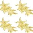 Uxcell 4 Pcs(2 Pairs) Flower Sequin Applique with Rhinestone Bead, 3D Embroidery Patch Sewing Addition Embellishments for Wedding Bridal Dress Clothes DIY Crafts Decor, Yellow