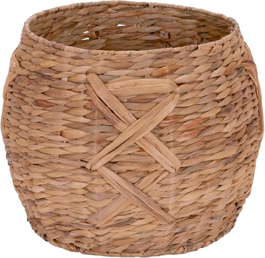 Household Essentials ML-4112 Hyacinth Round Floor Basket, X-Design, Brown